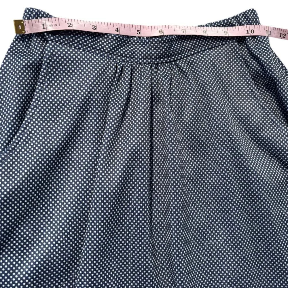 Vintage 70s 80s 2 pc navy‎ blue white micro polka dot blouse and skirt set sz S